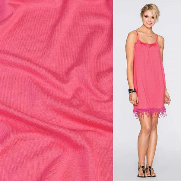 Трикотаж вискозный стрейч розовый яркий ш.170