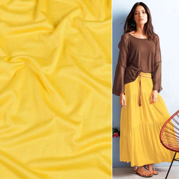 Трикотаж вискозный стрейч желтый ш.170