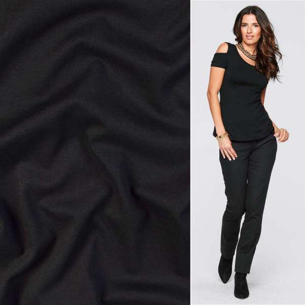 Трикотаж вискозный стрейч черный ш.170