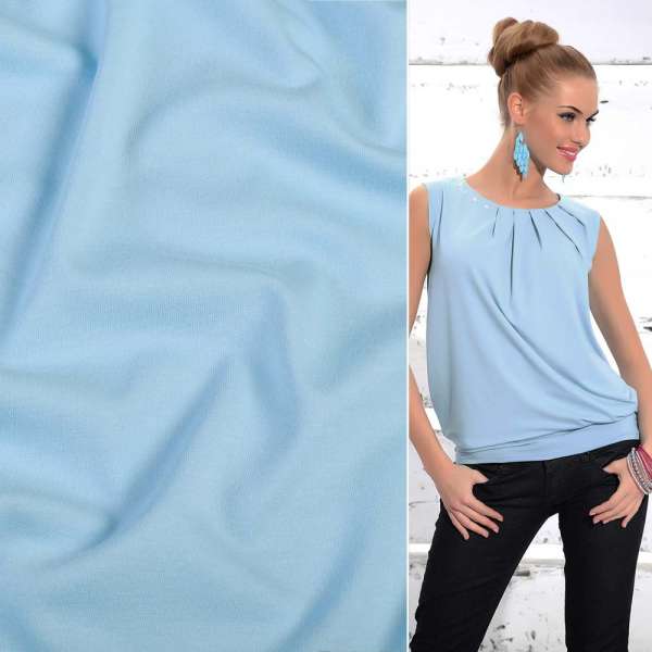 Трикотаж вискозный стрейч голубой ш.170