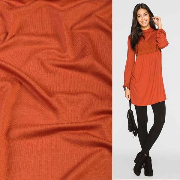 Трикотаж віскозний стрейч теракотовий ш.170