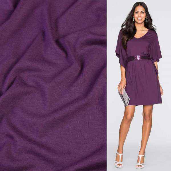 Трикотаж віскозний стрейч бузковий темний ш.170