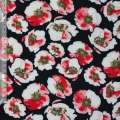 Трикотаж з віскозою чорний з червоно-білими маками ш.170