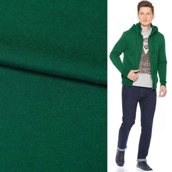 Трикотаж на флисе зеленый темный ш.160