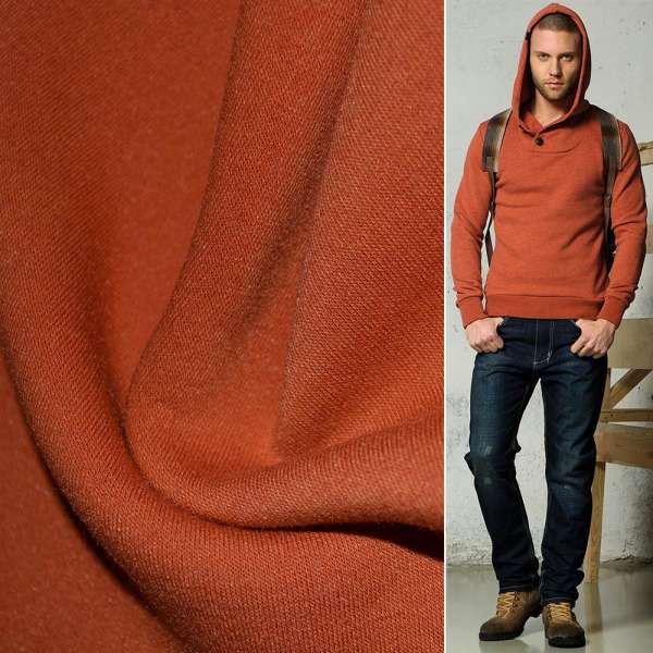 Трикотаж на флисе терракотовый ш.160