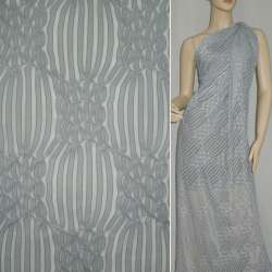 Трикотаж серый светлый с ажурными полосками ш.160