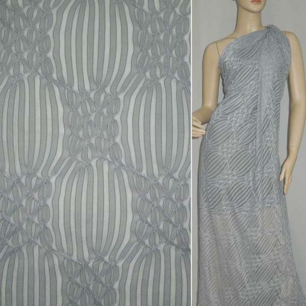 Трикотаж сірий світлий з ажурними смужками ш.160