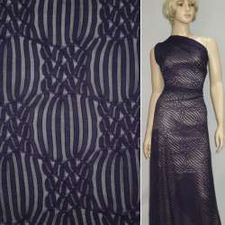 Трикотаж синий с ажурными полосками ш.160