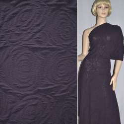 Трикотаж Фукра фиолетовый с розами ш.140