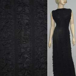 Трикотаж черный с ажурной резинкой ш.130