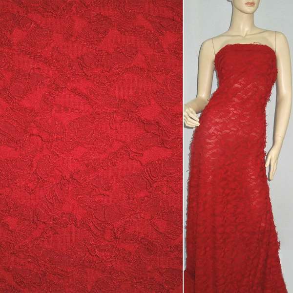 Трикотаж красный рваный ш.150