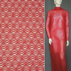 Трикотажное полотно ажурное красное ш.160