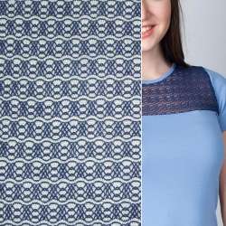 Трикотажное полотно ажурное синее ш.160