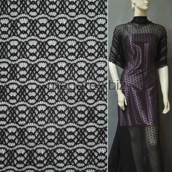 Трикотажное полотно ажурное черное ш.160