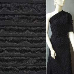 Трикотаж черный с рюшами ш.150