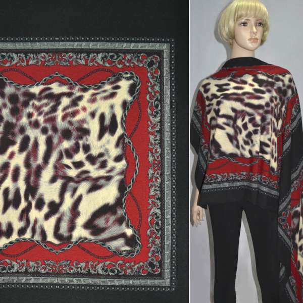 Трикотаж черно-красный платки ш.150