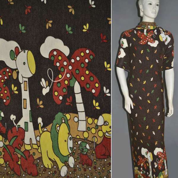 Трикотаж с шерстью коричневый с 2-ст. детским купоном ш.150