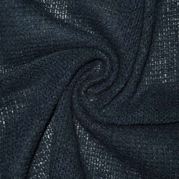 Трикотаж с шерстью вязаный синий ш.170