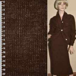 Трикотаж с шерстью вязаный коричневый ш.180