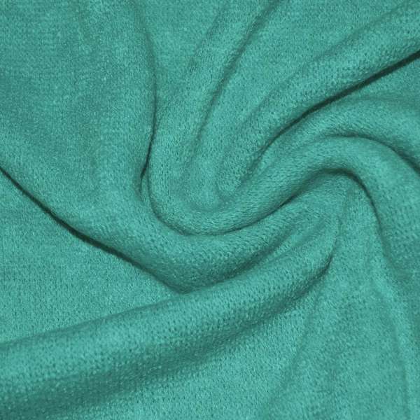 Трикотаж с шерстью вязаный бирюзовый светлый ш.170