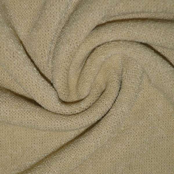 Трикотаж с шерстью вязаный горчичный светлый ш.170