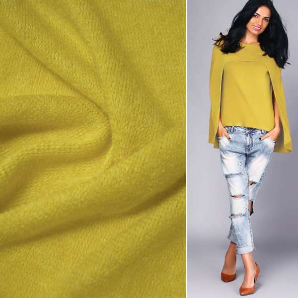 Трикотаж с шерстью вязаный лимонно-серый ш.170