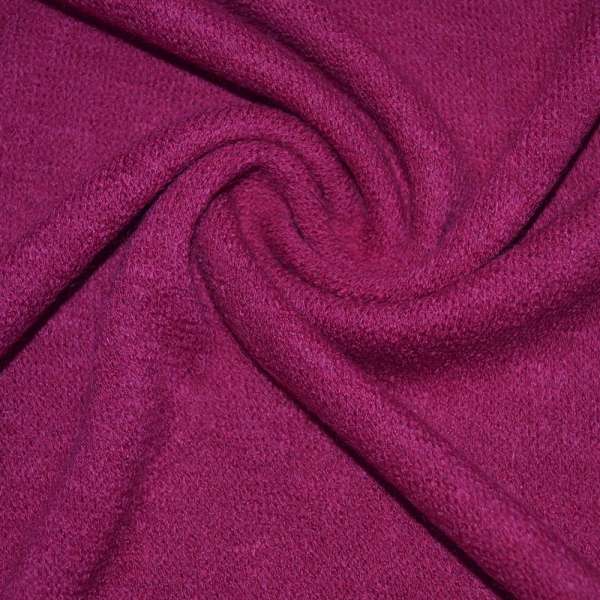 Трикотаж с шерстью вязаный малиновый ш.170