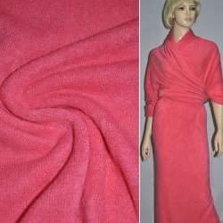 Трикотаж с шерстью вязаный розовый яркий ш.170