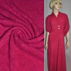 Трикотаж с шерстью вязаный малиновый светлый ш.175