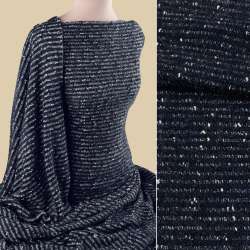 Трикотаж букле синий темный с белыми полосками ш.160