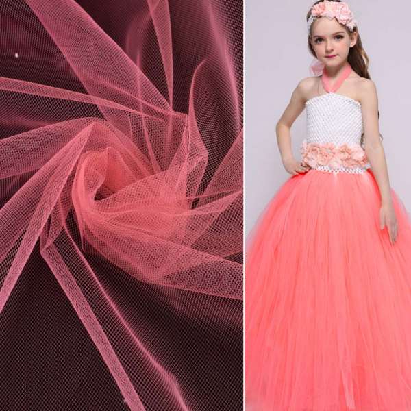 Фатін рожево-персиковий ш.165