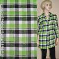 Фланель рубашечная в салатово-белую+черную клетку ш.148