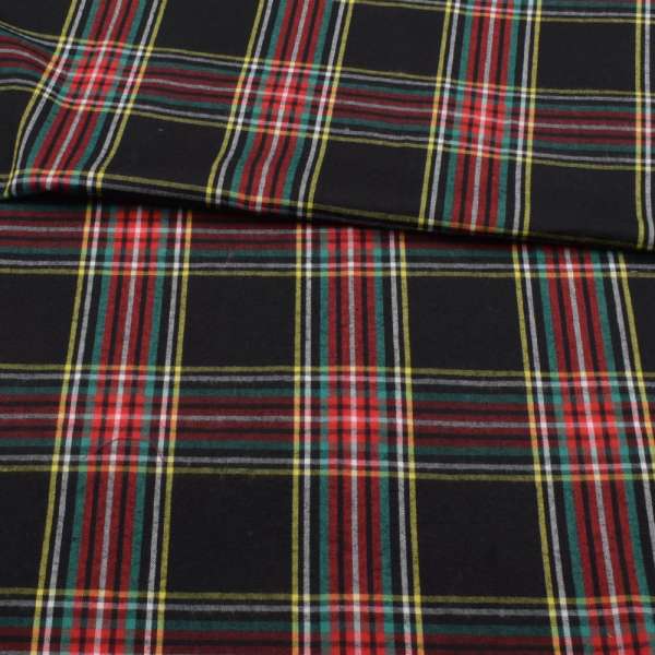 Фланель рубашечная черная в красно-желтую клетку ш.147