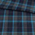Фланель* рубашечная серая в сине-голубую клетку, ш.145