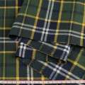 Фланель рубашечная синяя темная в зелено-желтую клетку, ш.145