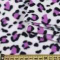 Фліс білий, чорно-фіолетовий принт леопард ш.185