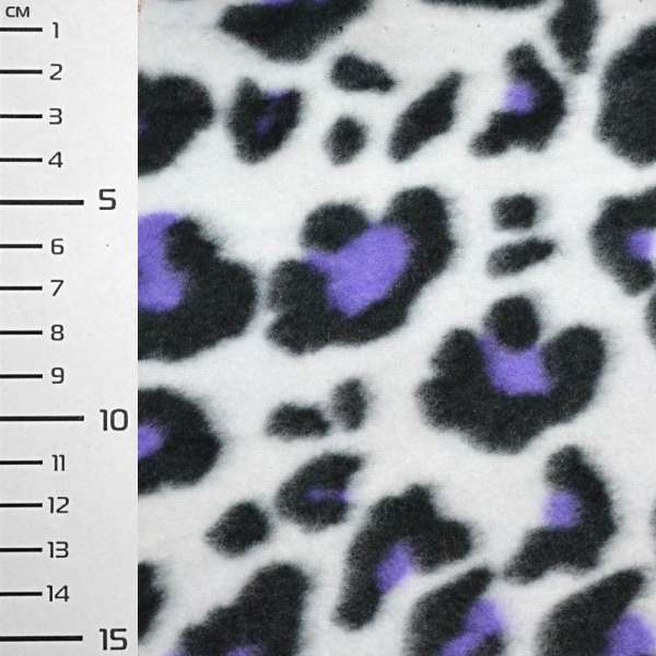 Фліс білий, чорно-фіолетовий принт леопард ш.160