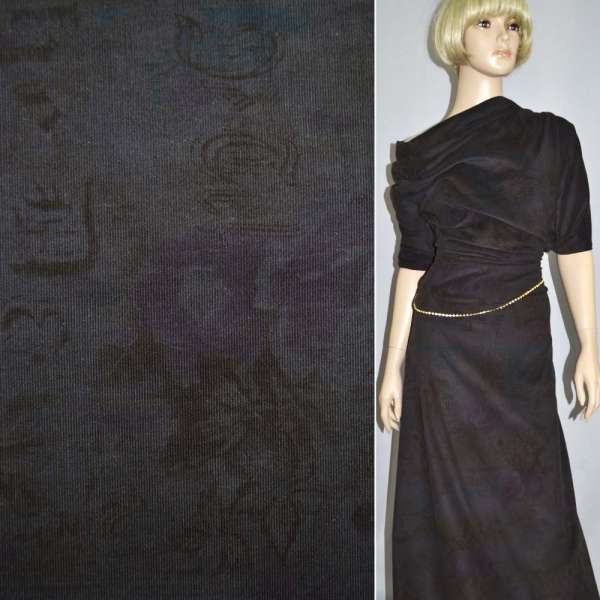 Микровельвет коричневый темный с абстрактным рисунком, ш.142