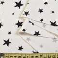 Микровельвет стрейч белый в черные звезды ш.140