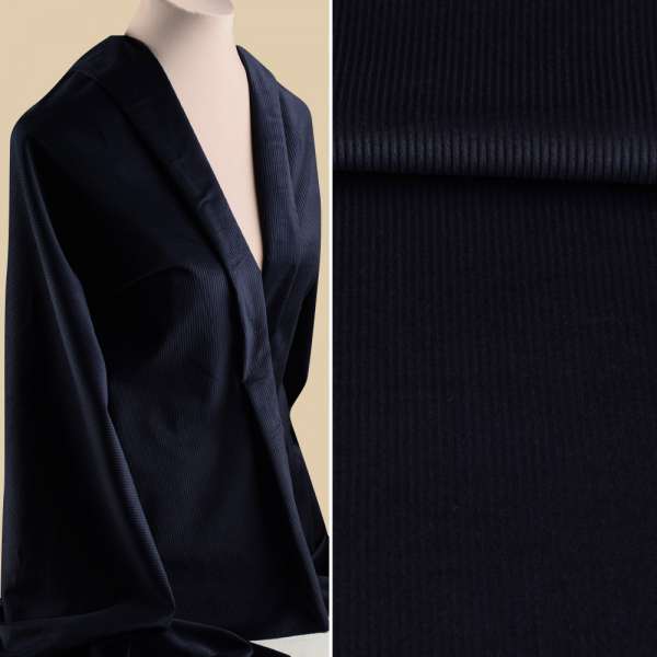 Вельвет стрейч синий темный ш.155