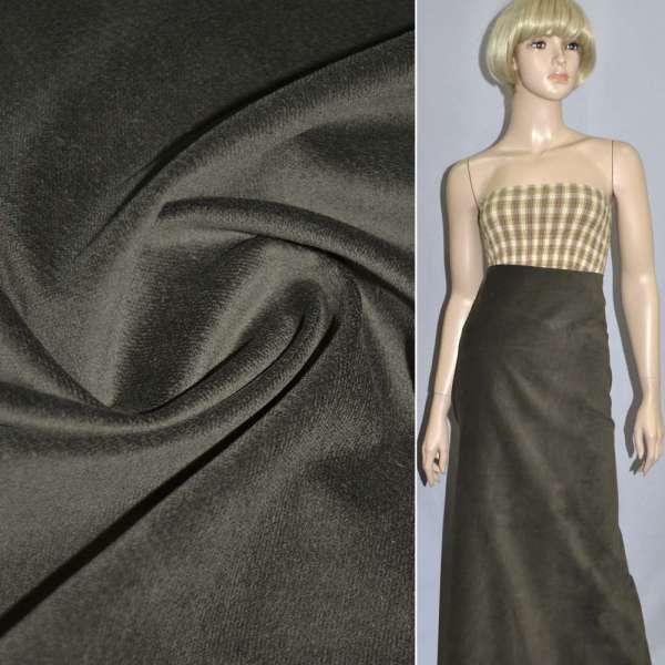 Велюр стрейч болотный однотонный, ш.150