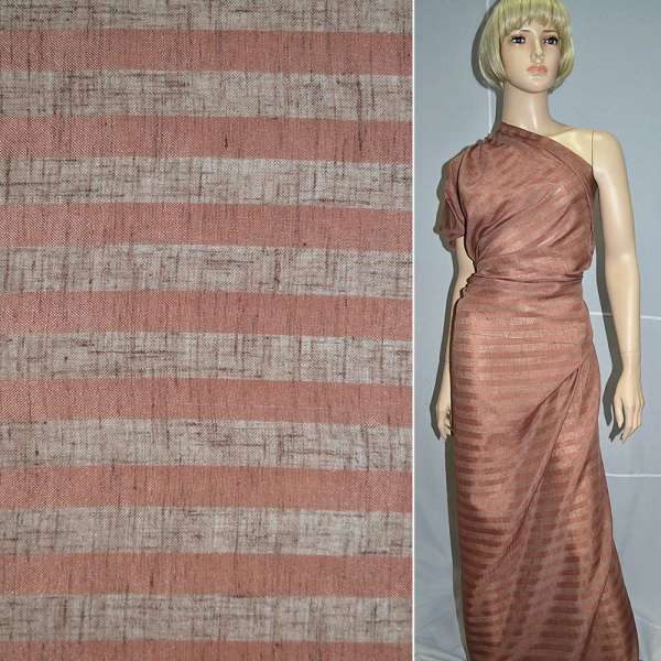 Вискоза терракотовая в широкую полоску ш.140