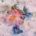 Вискоза розовая в желто-розово-голубые цветы ш.143