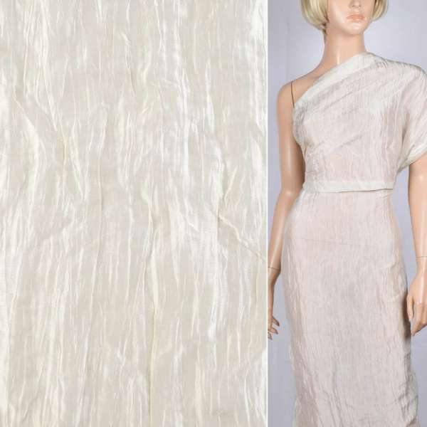 Вискоза блузочная молочная однотонная, ш.140