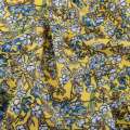 Віскоза жовта, дрібні блакитні, білі квіти, ш.140
