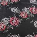 Віскоза сіра темна, принт вишиті троянди, ш.145