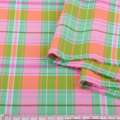 Вискоза в розово-зелено-оранжевую клетку, ш.143