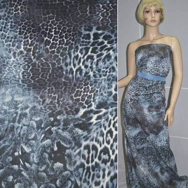 Котон блакитний чорний принт леопард ш.135