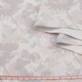 Коттон стрейч белый, бежево-серые цветы, ш.138