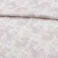 Коттон стрейч белый, бежево-серые цветы, ш.138